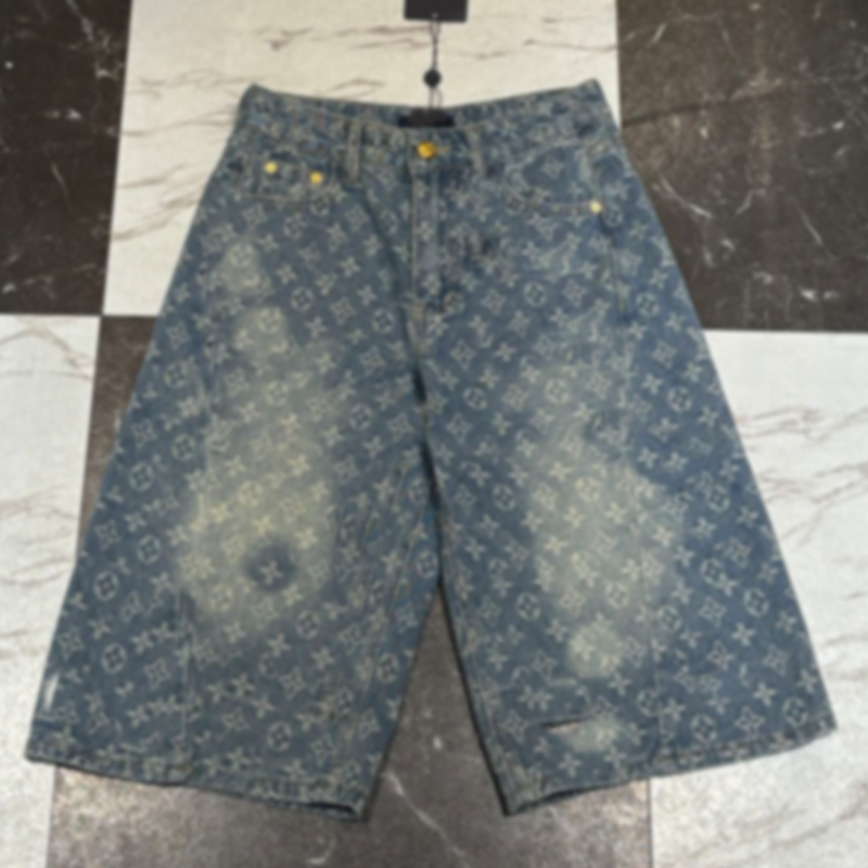 Designer Luxury Women's Vintage Printed Denim Shorts High Waist Loose Wide Leg Casual Jeans Shorts Streetwear y2k style