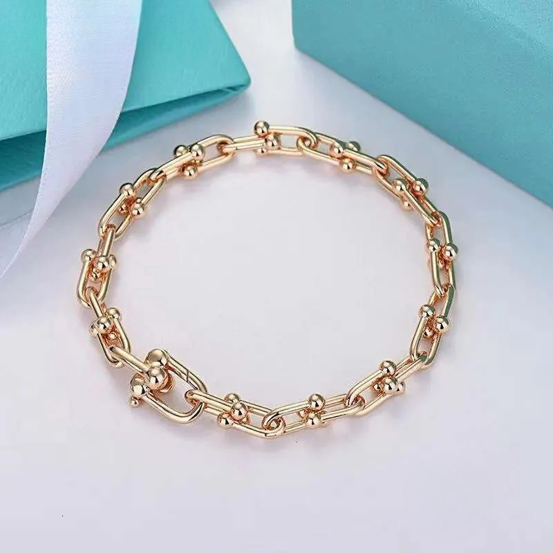 U shaped Charm for women Gold Small link Chain Rose gold Bracelet High Quality Designer Jewelry Wedding party luxury Gift
