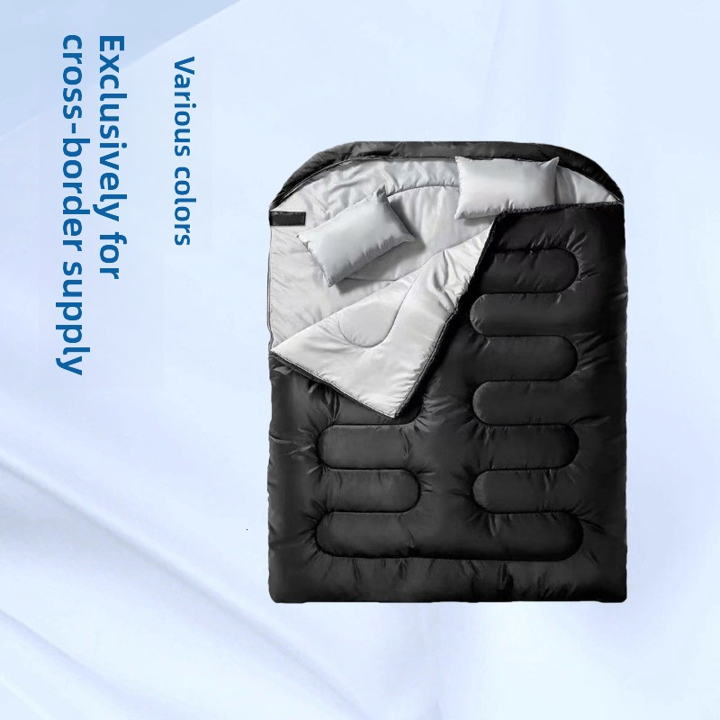 Camping Amazon Manufacturer Double And Triple Sleeping Bag Outdoor Adult Couple Camping Thickened Warm Autumn Winter Adult