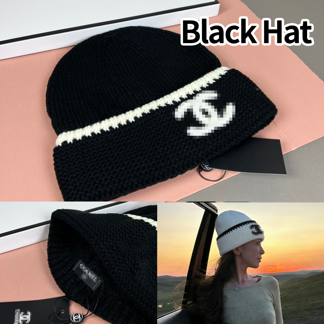 High quality 2026 CHAN Beanie Wool Hat women's CC official website 1:1 luxury designer knitted hat Y2k winter Hat purple hat dandy hat