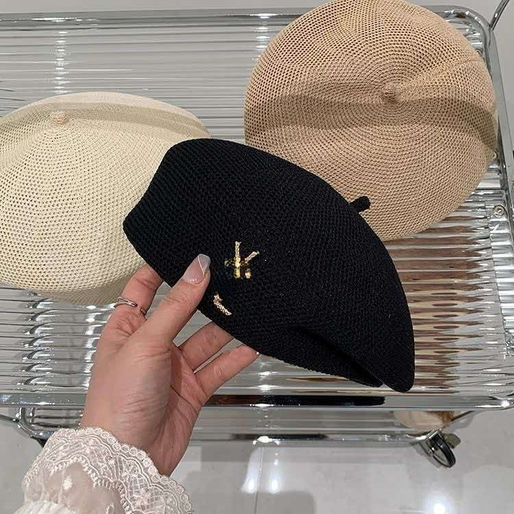 Bérets de styliste pour femmes, chapeaux brodés avec alphabet, léger, nouvelle casquette tricotée à la mode, Style artiste français, marque Fashi