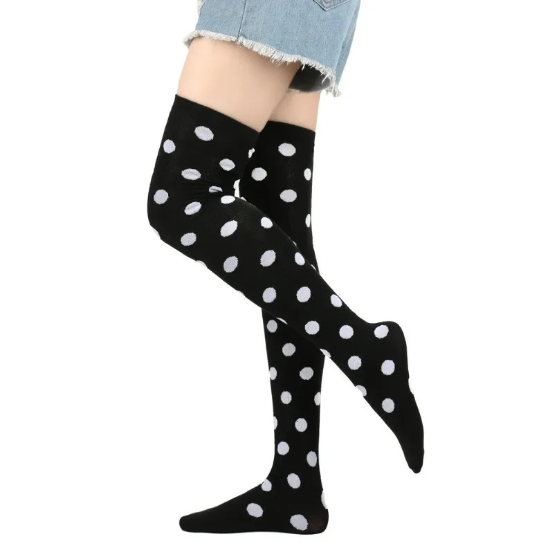 Long Socks Womens Over Above Knee Striped Thigh High Stockings Polka Dot Ladies Black White Pink Cosplay Lolita Harajuku Y2k 260714BJ