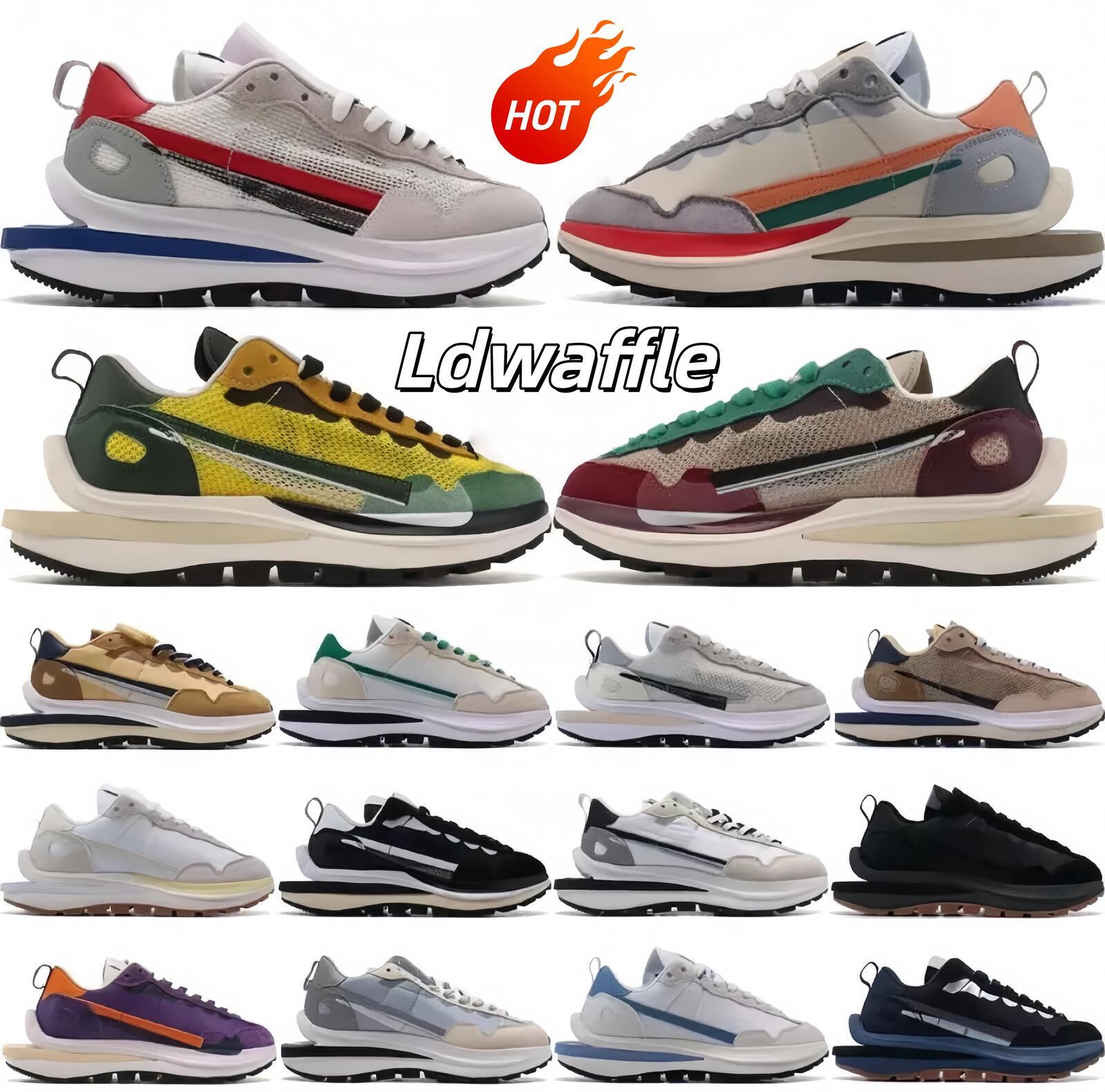 Designer Sacais Waffles Ldwaffle Running Shoes Sail Nylon White Black Bright Citron Fragment Grey Blue Royal Leather Suede Dark Iris Court Purple Si