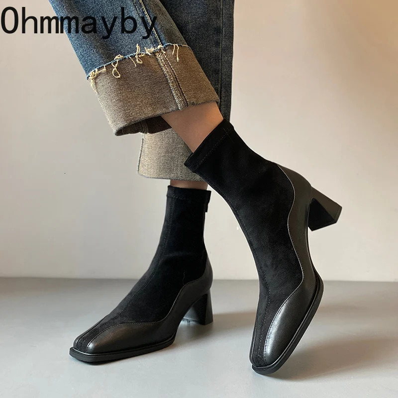 Vintage Street Style Women Ankle Boots Fashion Square Toe Short Booties Autumn Winter Ladies Shoes Botas Mujer 260714BJ