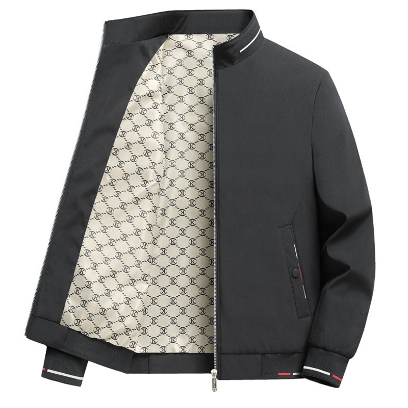 Designer Men Jackets Autumn Winter Business Stand Collar Baseball Jacket Solid Color Thick Fleece Lined Casual Plus Size Windproof Daily Office Men