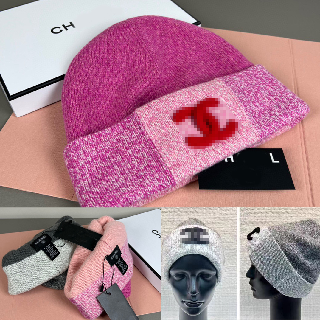 CC Wool Beanie Hat 2026 new official website 1:1 luxury designer knitted for men and women CH C dance spring winter gold sun hat