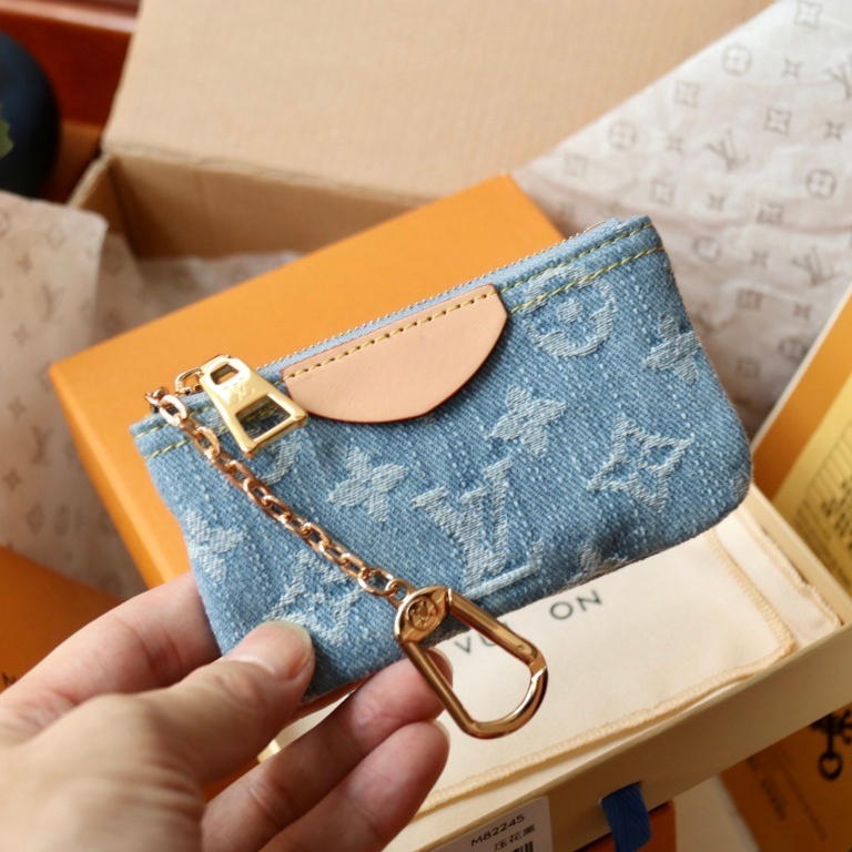 10A Luxury Designer bag Retro Washed Blue Denim Jacquard Embroidery Mini Zipper Coin Purse Portable Keychain Small Card Holder Wallet for Women Dail
