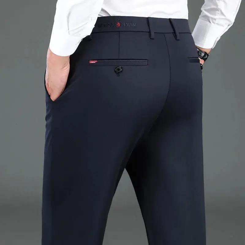 Men Pants comfortable Mens Business Casual Suit Classic Stretch Straight chinos Office Formal Trousers Japanese High Quality Dress Pants 4