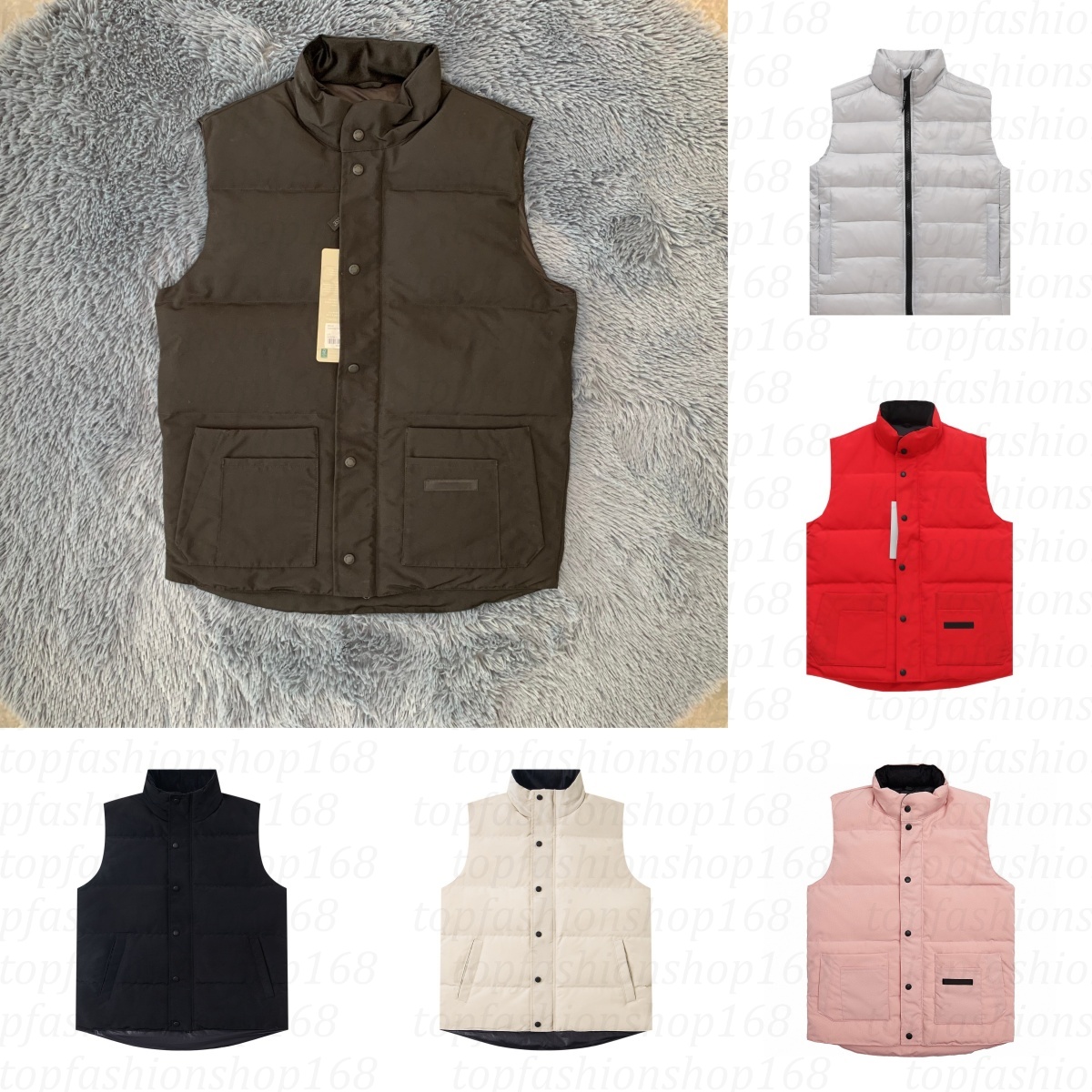 Mens gilet designer vests jacket body warmer loose coat goose waistcoat feather material graphite gray black and white blue fashion trend couple coa