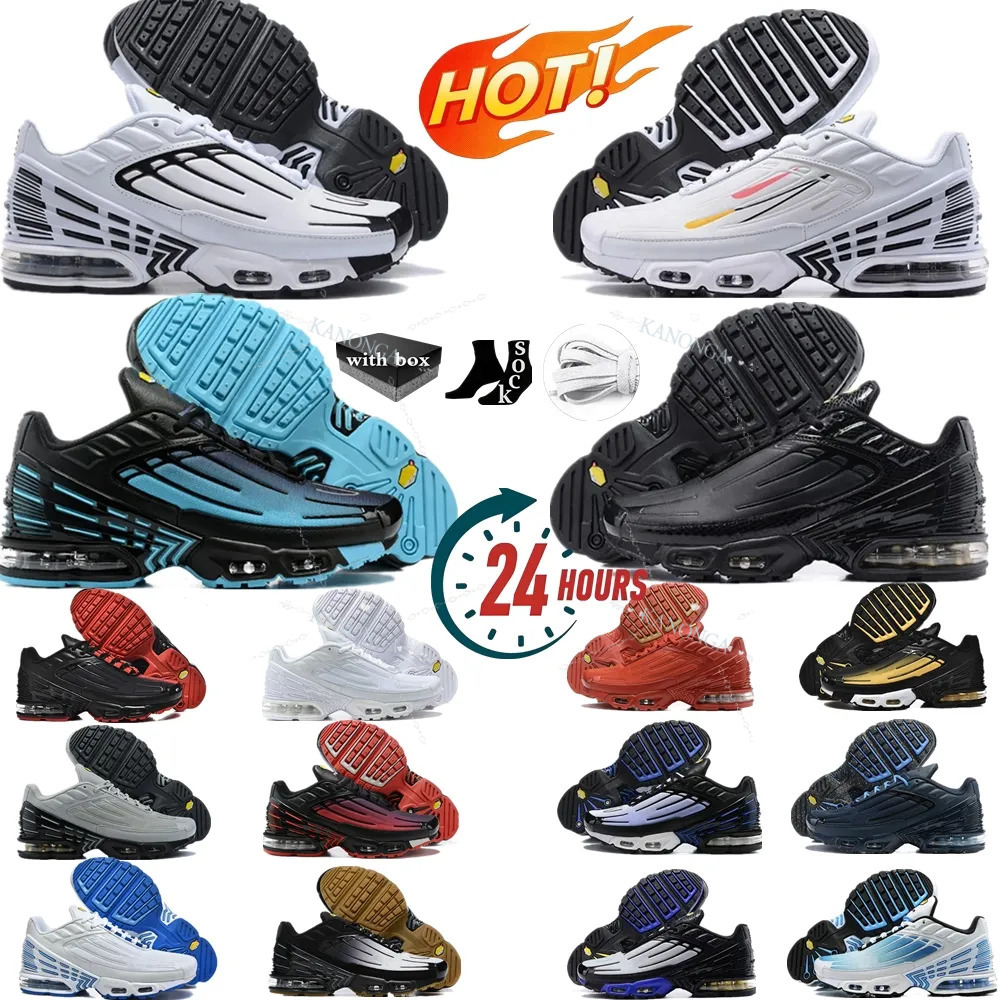 Designer Tn Plus 3 Running 5A+ Shoes Mens Womens Lace Lightweight Shockproof Wear Resistant Laser Blue White Black Outdoor Sneakers Sports Athleisur