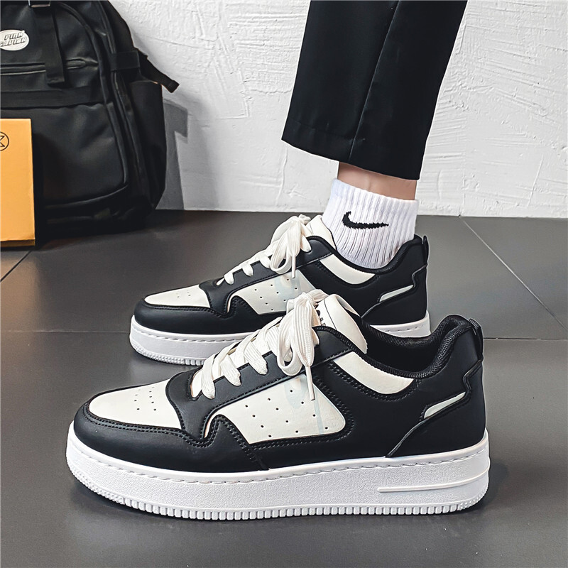 Men's Sneakers Spring New Leather Breathable Sports Casual For Teenagers Trendy Versatile Thick Soled White Shoes