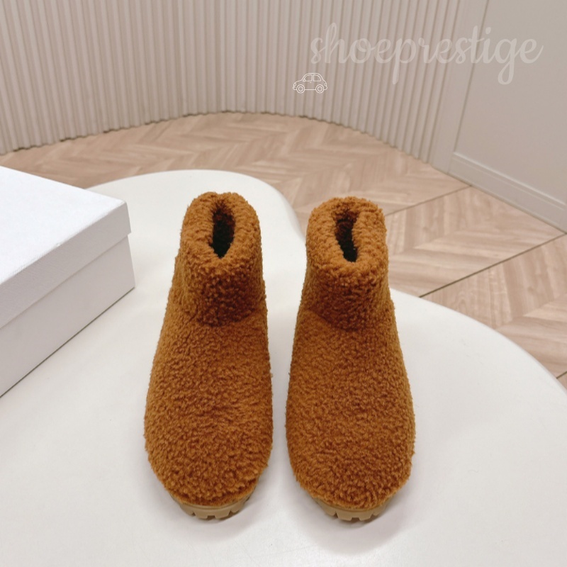 Botas de nieve sin cordones de felpa suave para mujer, hechas a mano, de alta gama, botines de felpa con osito de peluche multicolor en tonos neutro