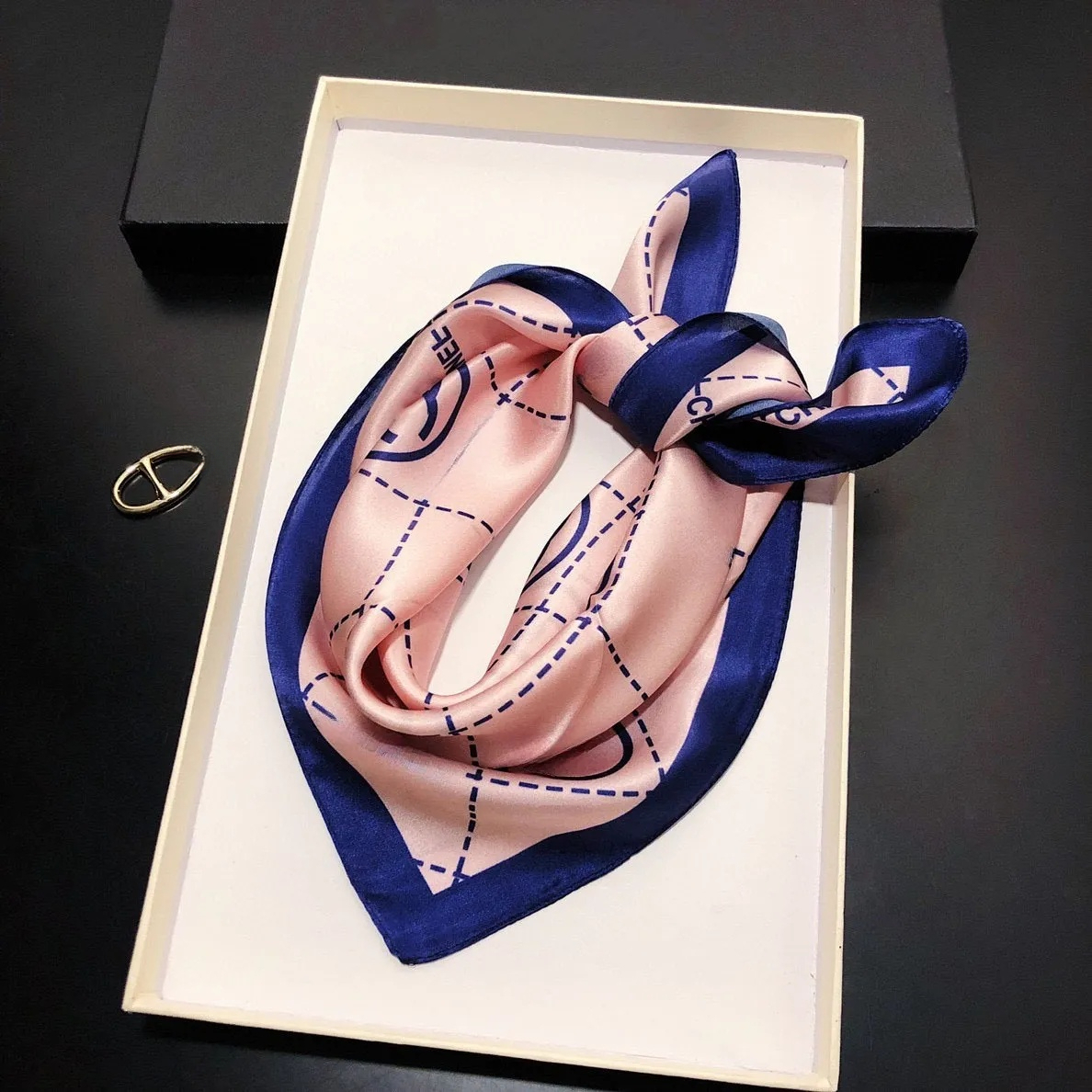 53cm Brand Square Designer scarf Floral Silk Scarf Woman Luxury Bandana Headband Hijab Foulard Neckerchief Shawl For Lady