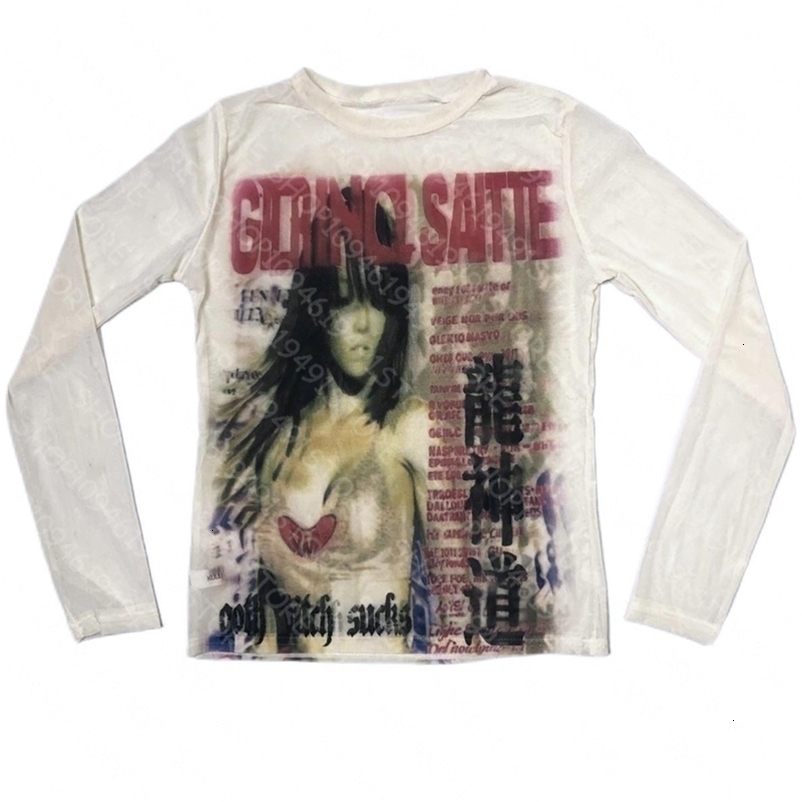 Punk Aesthetic Vintage Y2K Long Sleeve T-shirt Print Cute Grunge Tee Emo Girls Clothes Gothic Fairycore Womens Streetwear 260714