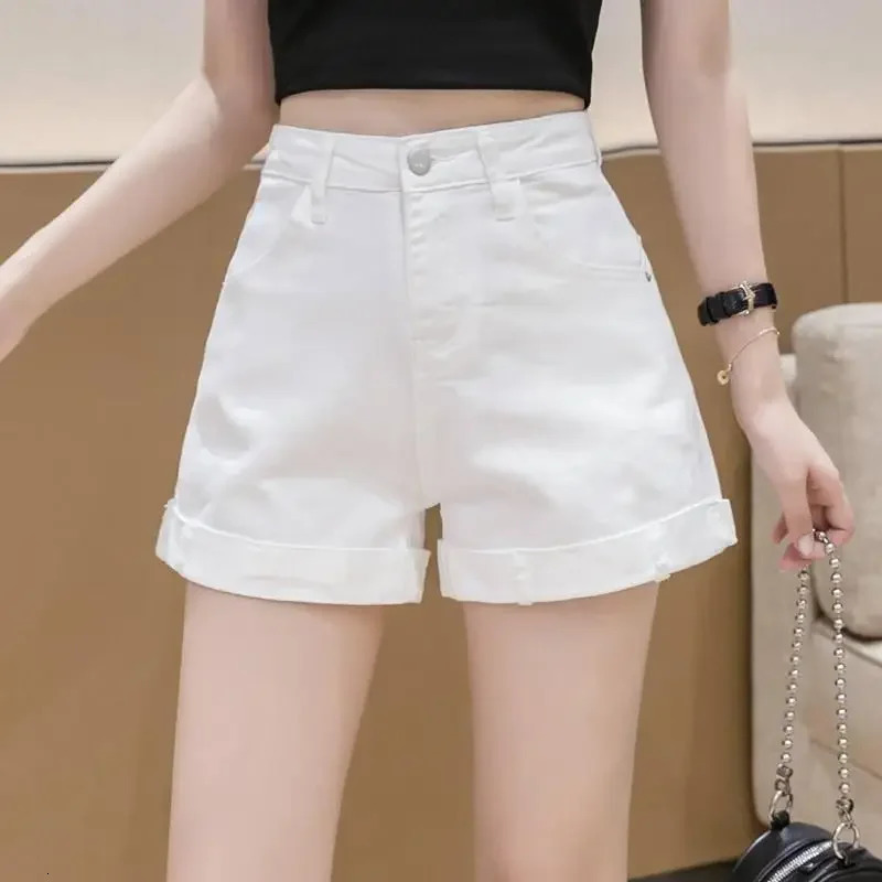 Trendy Denim HighWaisted Slimming Shorts For Women LooseFit A Line Summer Style Thin Version White Casual Trousers 260707