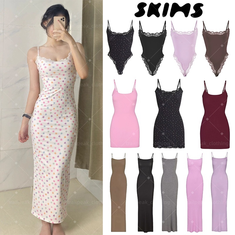 Skims Dress Suspender Dress Bodysuit Sexy Backless Spaghetti Strap Bodycon Maxi Dresses Slim Stretchy Workout Gym Fitness Pilates Lounge Activewear