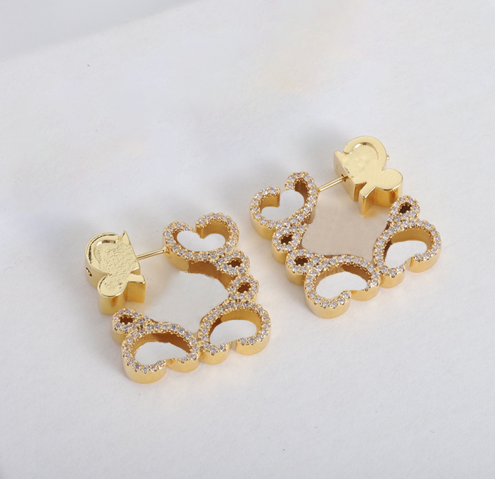 Classic Diamond Earring Fashion Gift Designer Letter Hoop Earrings 18K Gold Plated Ear Stud Women Wedding Party Jewelry