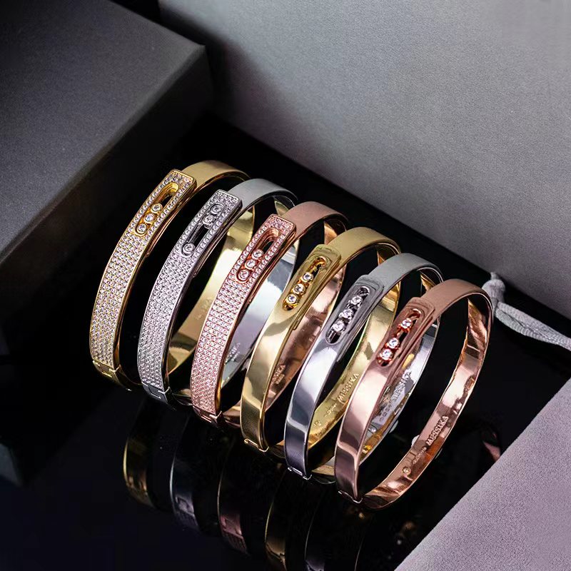 Women's Designer Bracelet Classic Sliding Three Diamond Bracelet High Quality Stainless Steel 18k Gold Bracelet