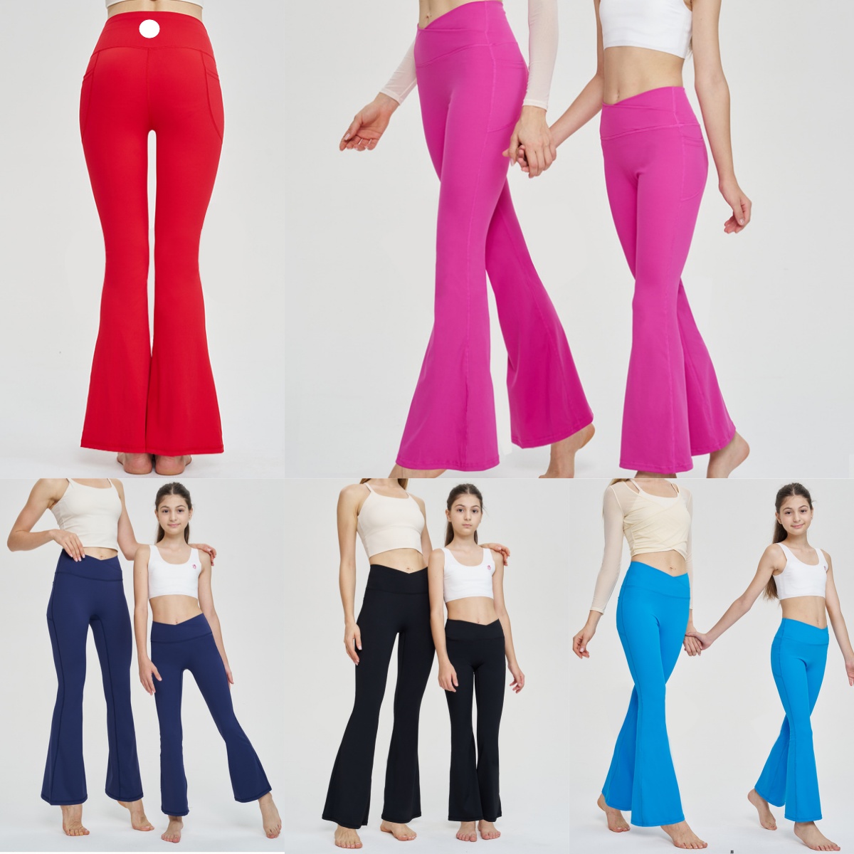 UU-L6215 Women's and Kid 's Large-Sized Flared Yoga Pants with Peach Butt Support Outdoor Fitness Trousers Plus Size Slightly A-Line At