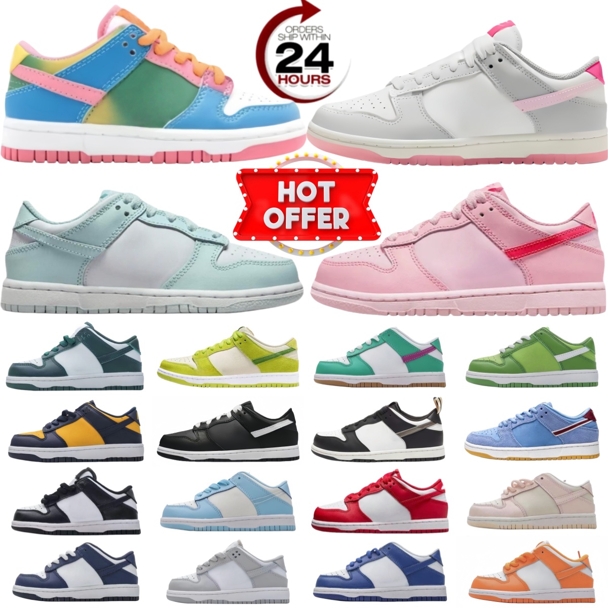 Free shipping withbox kids Designer 1s low-top Travis sneaker KIDS 1s dungk for outdoor trends comfortable breathable black blue pink 22-36
