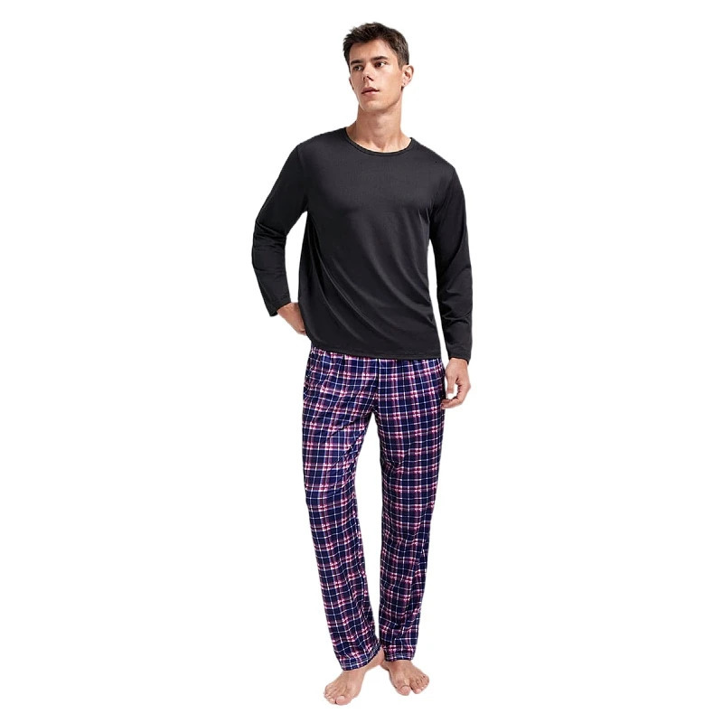 Mens Plaid 2Pcs Pajama Set Plus Size Outfit With Checkered Prints LongSleeve And Pant Great for Night Rest Or Leisure Weekends 260714banjia