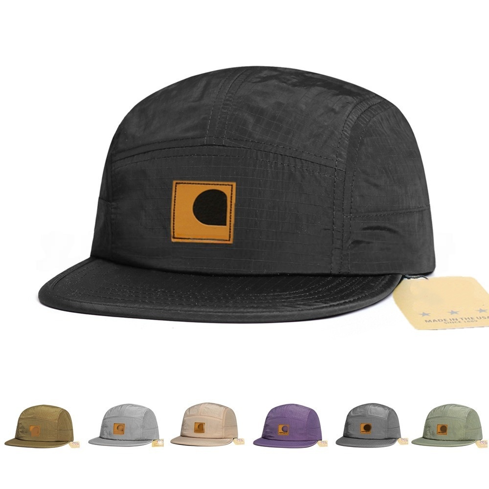 Whloesales Moq = 10 Vintage 5 Panel Camper Lightweight Ripstop Nylon Flat Bill Baseball Cap Unisex Street Style Skate Cycling Running Outdoor Sun Ha