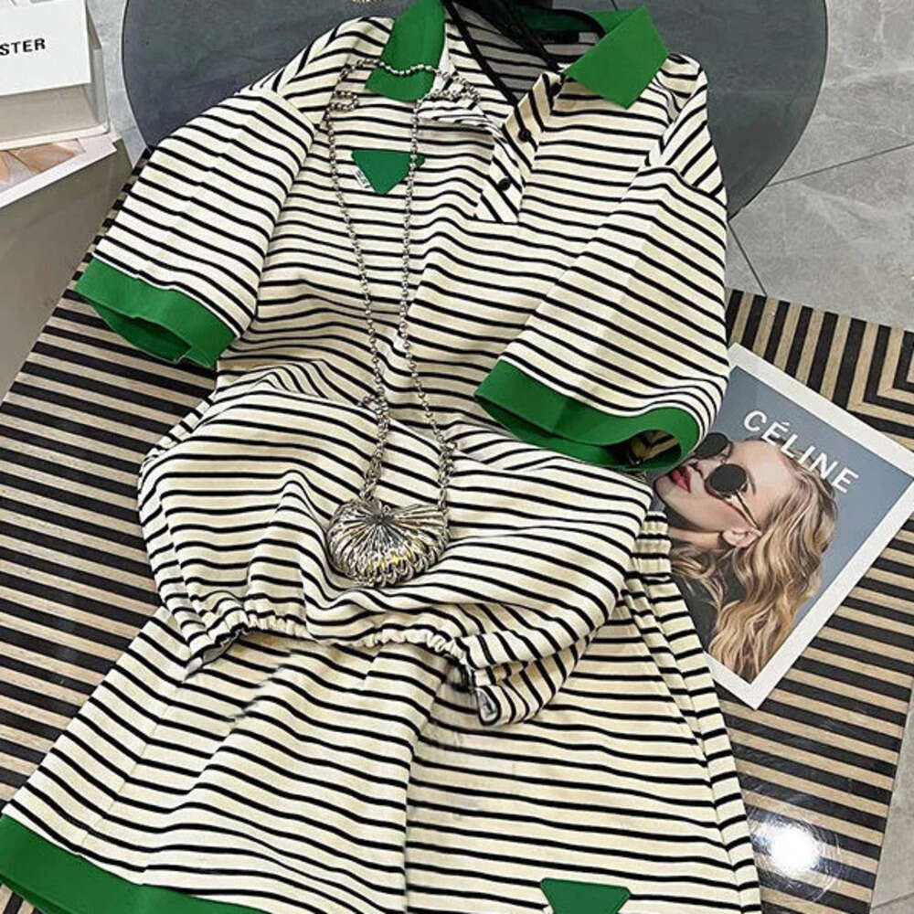 Shorts Pant Set Women Two Piece Matching Sets Short Sleeve Tops Striped Pants Casual Elastic Waist Summer Y2k Streetwear