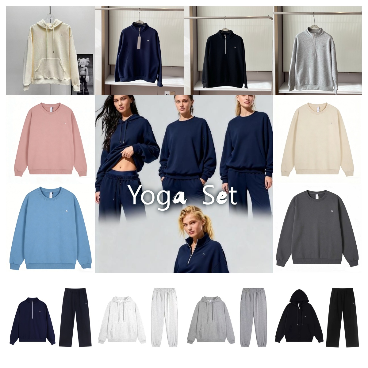 Survêtement de sport de yoga unisexe à capuche 2 pièces, tenue ample, simple, décontracté, vêtements de sport pour hommes et femmes, ensemble ath