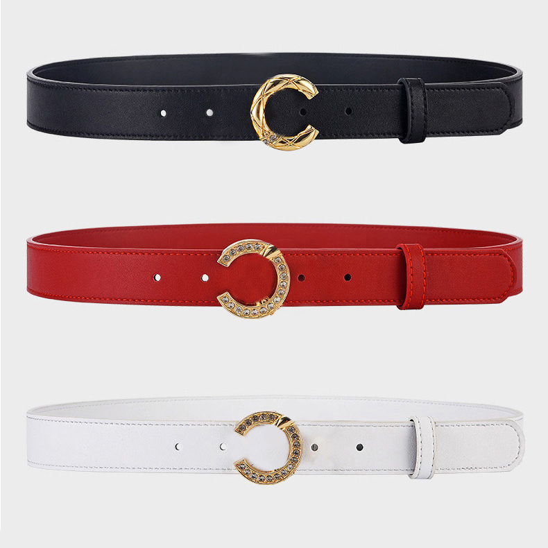 Ceintures de créateurs pour femmes Ceinture en cuir mince classique pour femmes Boucle en métal Sangle de taille décontractée avec boîte-cadeau e