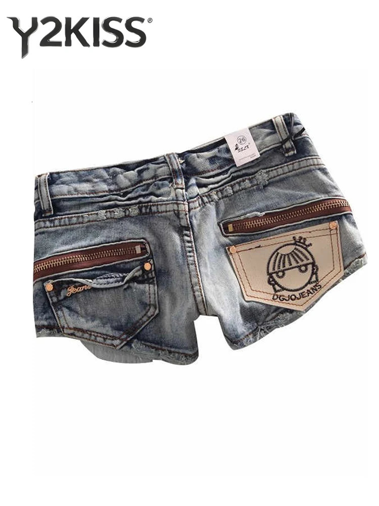 Summer Women Kpop Jean Shorts Abi Y2K 2000s Ripped Denim Pants Grunge Gyaru Japanese American Retro Cyber Punk Harajuku 260707