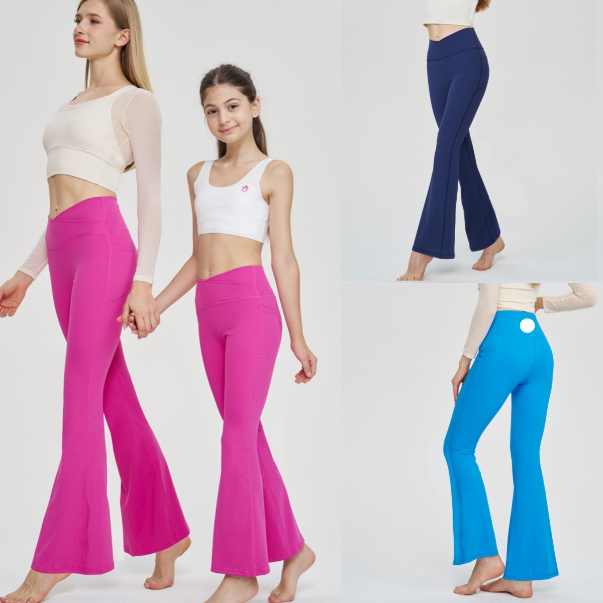 L6215-UU Women's and Kid 's Large-Sized Flared Yoga Pants with Peach Butt Support Outdoor Fitness Trousers Plus Size Slightly A-Line At