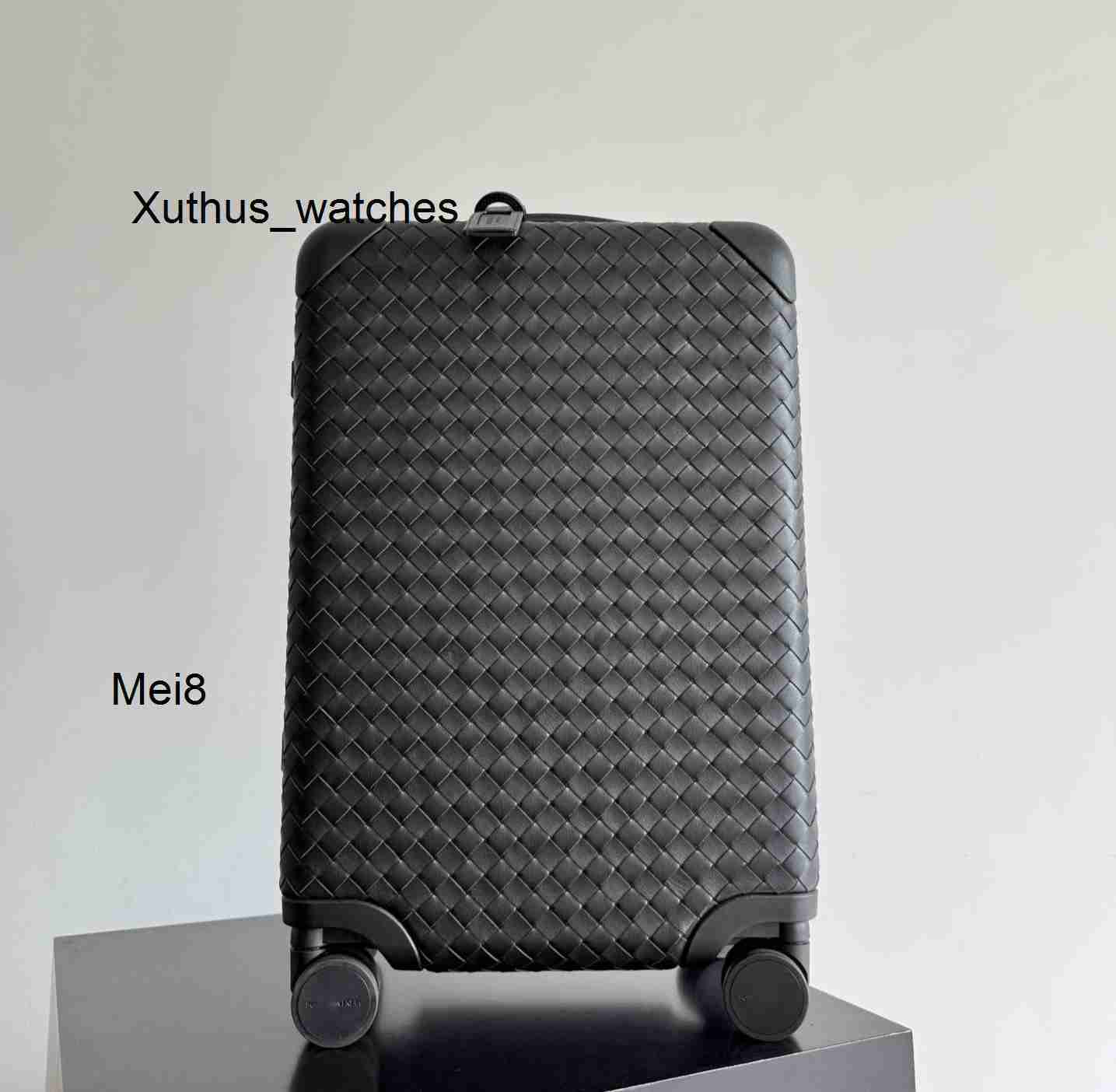Designer bag Unisex Men Odyssey Woven Boarding Suitcase Black Calfskin and ABS shell Classic Intrecciato Pull box cowhide Men boarding suitcase Hand