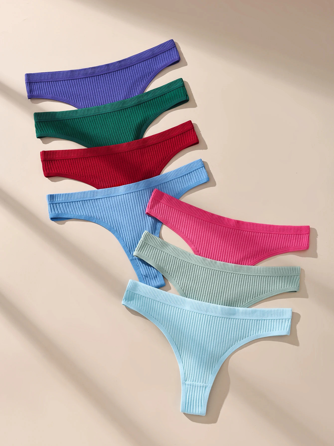 7Pcs Thongs Panties Cotton Striped Underwear Sexy Women Lingerie Solid Intimates Comfort Panty Soft GStrings XSXXL 260714banjia