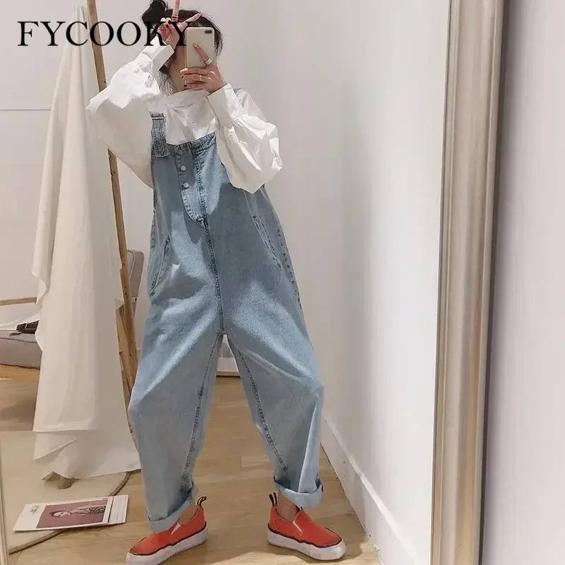 2026 Korean Streetwear Denim Jumpsuit Women Loose Cute Jumpsuits Casual Fashion Girls Maxi Blue Jeans Overalls S2XL 260714banjia