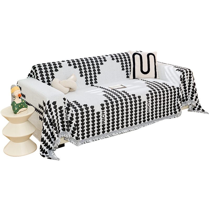 Nouvelle housse de canapé en laine épaissie d'hiver, coussin de canapé monobloc à couverture complète. DY9B01