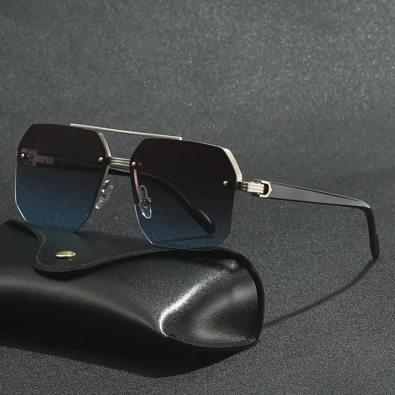 2025 Cross-Border Hot Style Double Bridge Square European American Personality Simple Half Frame Pilot Fashion Sunglasses for Men and Women