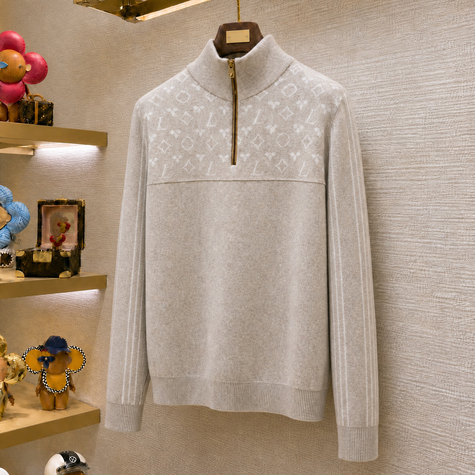 High quality designer men's hoodie Ribbed wool blend pullover sweater Jacquard craftsmanship Versatile sports shirt top