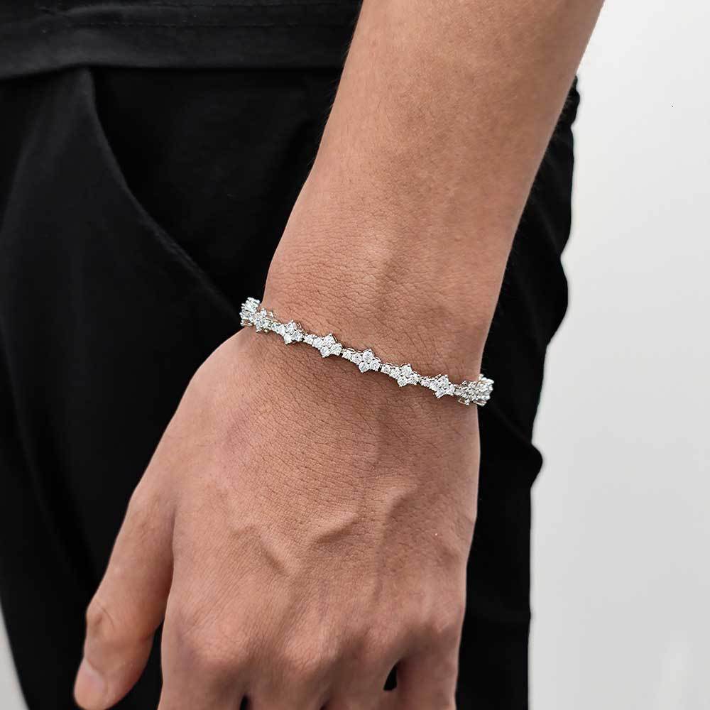 Cross-Border European And American Hip-Hop Spring Buckle Airplane Tennis Chain Zircon Men's Bracelet Jewelry Women's Light Luxury High-End