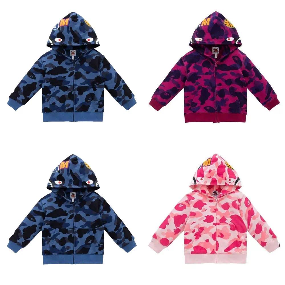 Children's Trendy Brand Shark Head Hoodie Boys 3D Printed Sweatshirt Jacket Camouflage Zipper Hooded sweatshirt tech fleece tracksuit Shark Hea