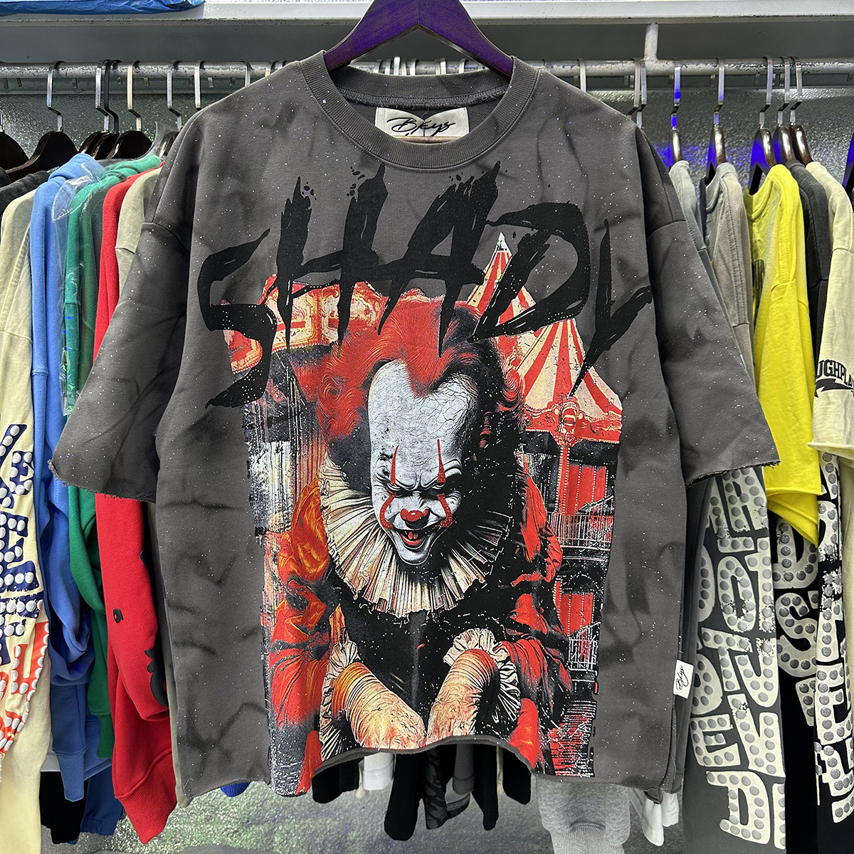 Graphic tee men Rhinestone Hip Hop shirt cotton Rock Y2K Fashion shirts Loose Fit High Quality Thick t shirt Streetwear