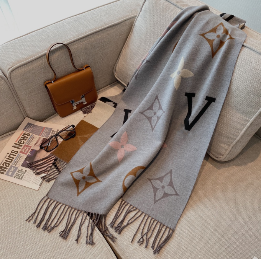 Scarf designer luxury scarf for women Shawl Knitting Letter Multi-Pink Beige Black Gray Echarpe Luxe Scarves Designer Scarf Cashmere 100% Wool