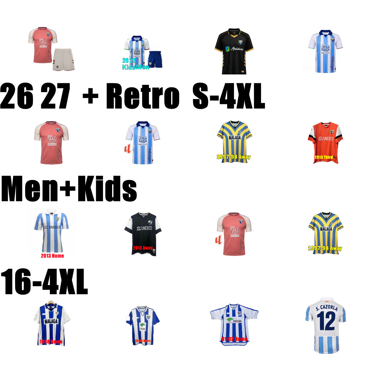 26 27 Malaga FC Soccer Jerseys Luis Munoz CASTRO 12 13 Juande Rivas JUANPI ADRIAN Football Shirts Fran Sol Juankar camiseta de futbol Juanfran Me-image-890505468