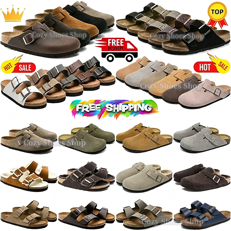 Free shipping Designer Sandals Genuine Leather Slides Women Sliders Black White Mens Ladies Shoes outdoor indoor sandal size 35-46