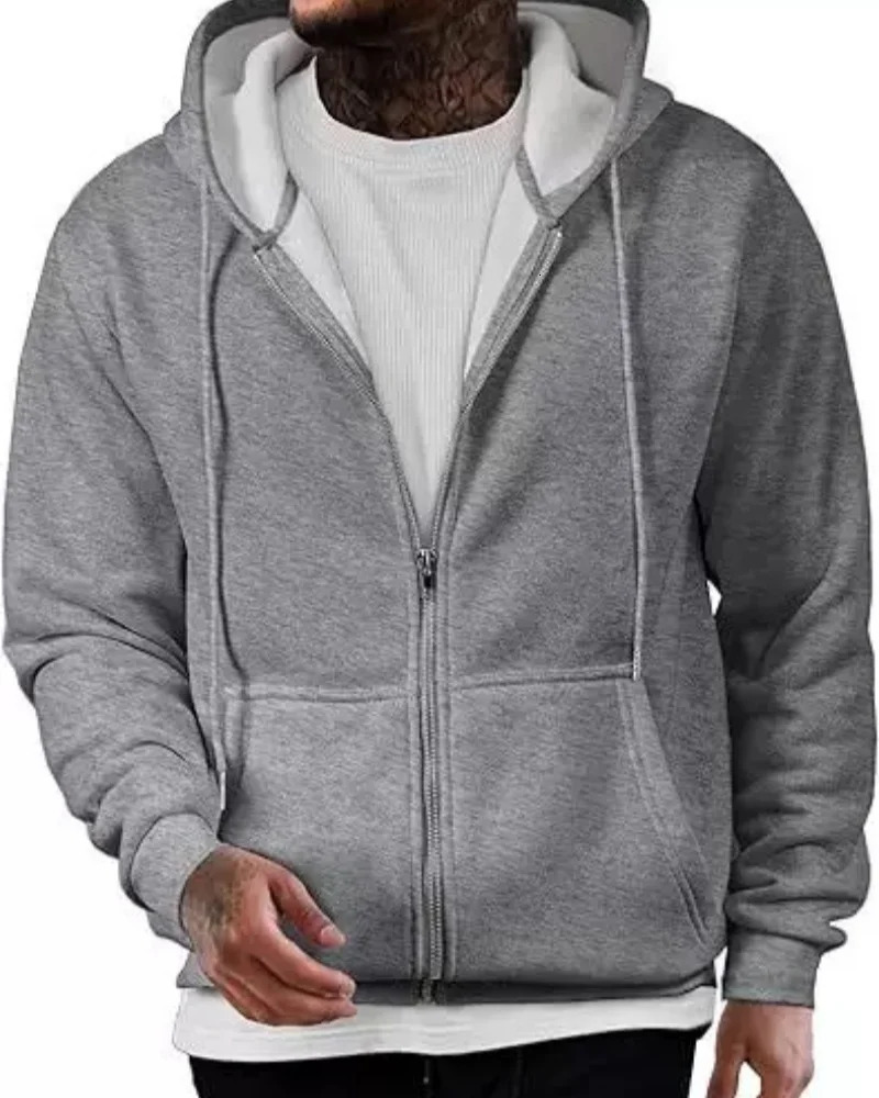 Mens Long Sleeve Zipper Hoodie Autumn Winter Fashion Casual Loose Fit Sweatshirt Sportswear Male Outfit 260715BJ