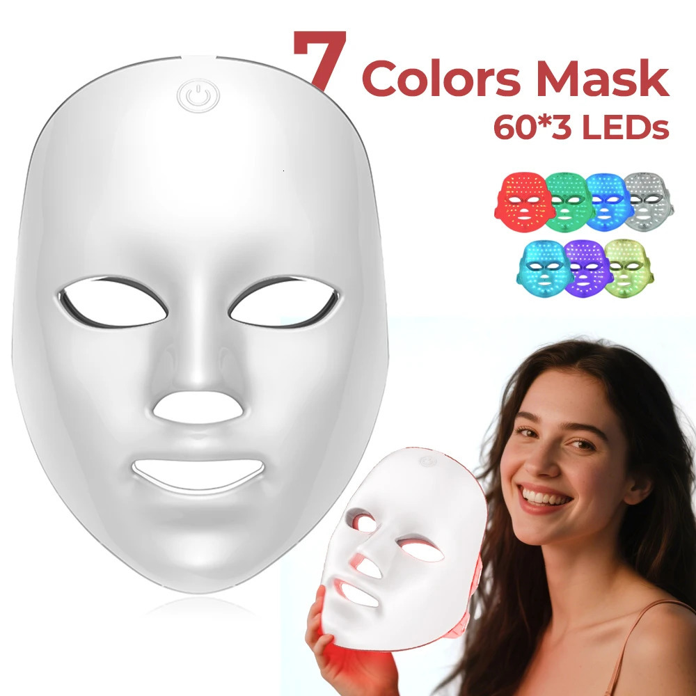 foreverlily 7 Colors Pon LED Mask Red Light Aging Face Neck Beauty Mask Relaxation Treatment - 260716