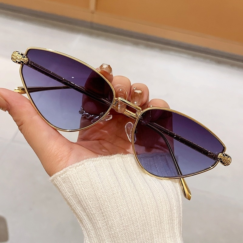 New Sunglasses Designer High-Quality Metal Glasses Retro Fashion Diamond-Shaped Sunglasses