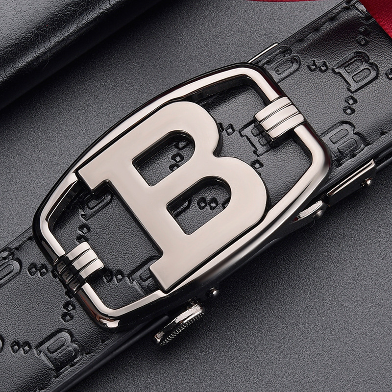 High-End Men's Automatic Buckle, Business Fashion Trousers Belt, New Fabric Pattern With B Letter, Casual Formal Wear Belt