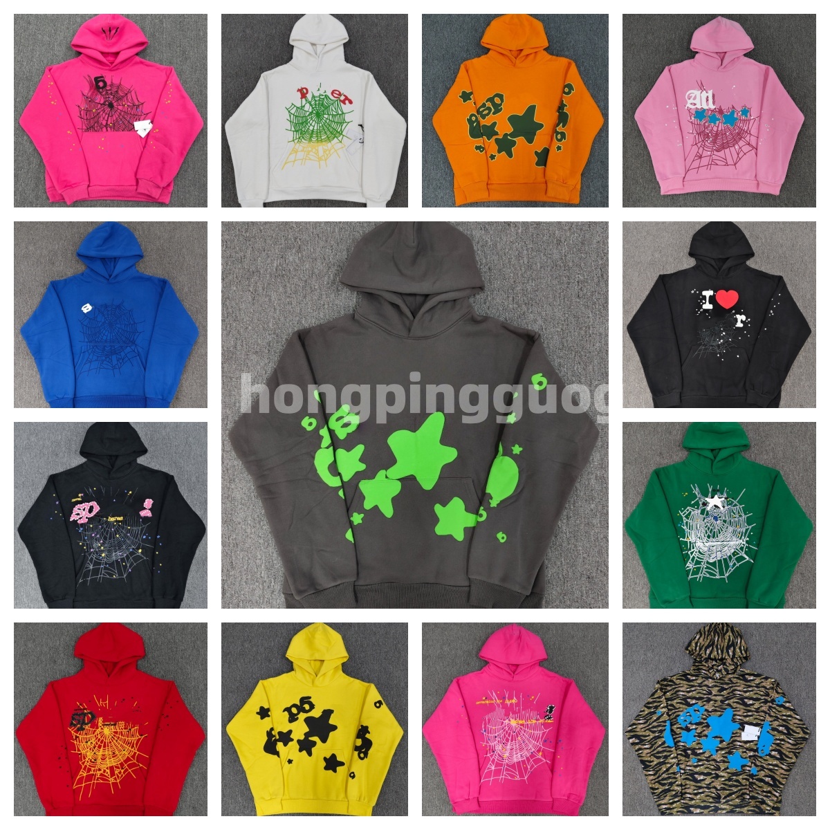 Vêtements de marque pour hommes Spidhoodie luxe rose chemise graphique à manches longues vestes web de haute qualité violet lettre hiver sweats à