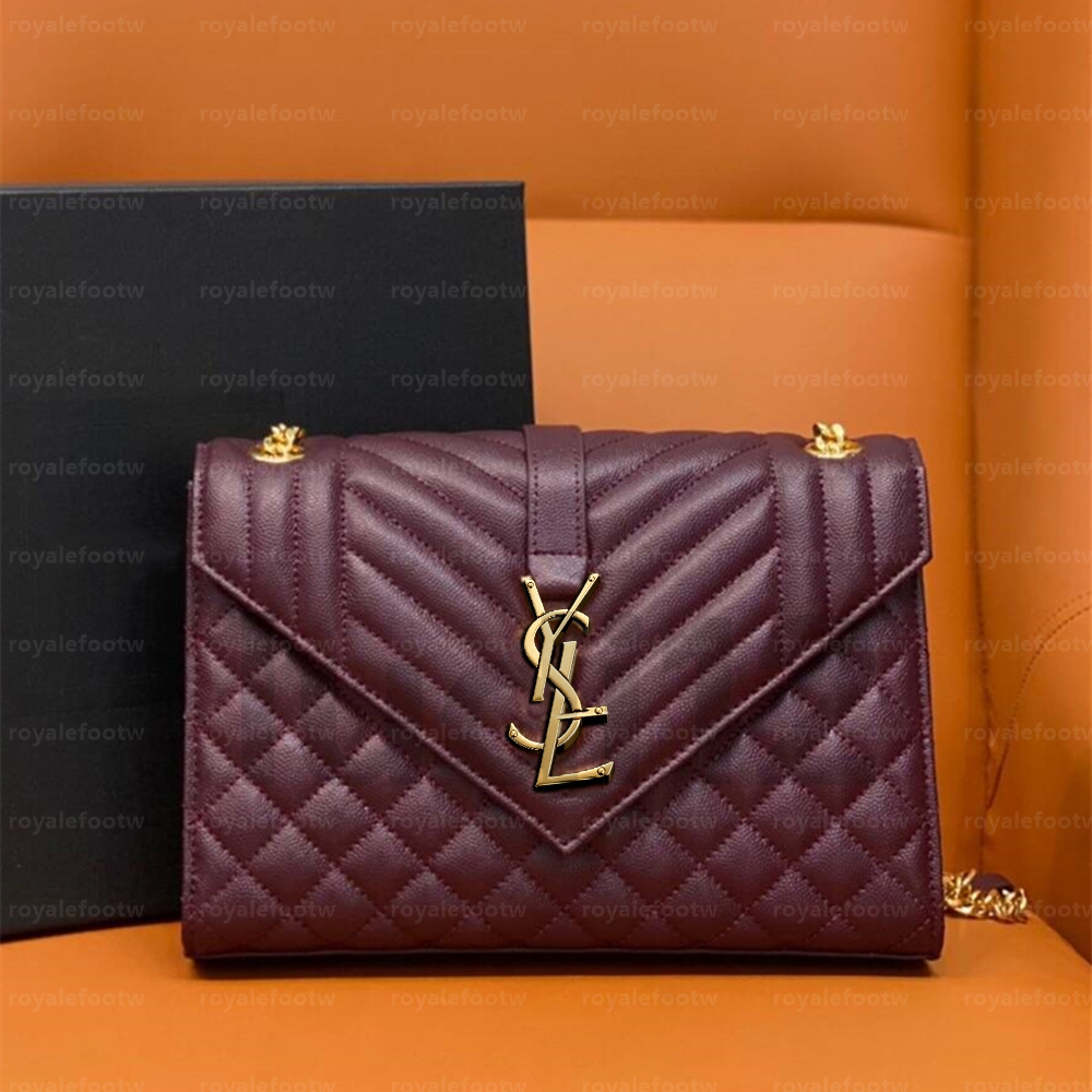 12A New burgundy envelope bag Womens shoulder crossbody bag designer handbag mirror quality nenvelope loulou bag Luxury bag Grain leather commuter p