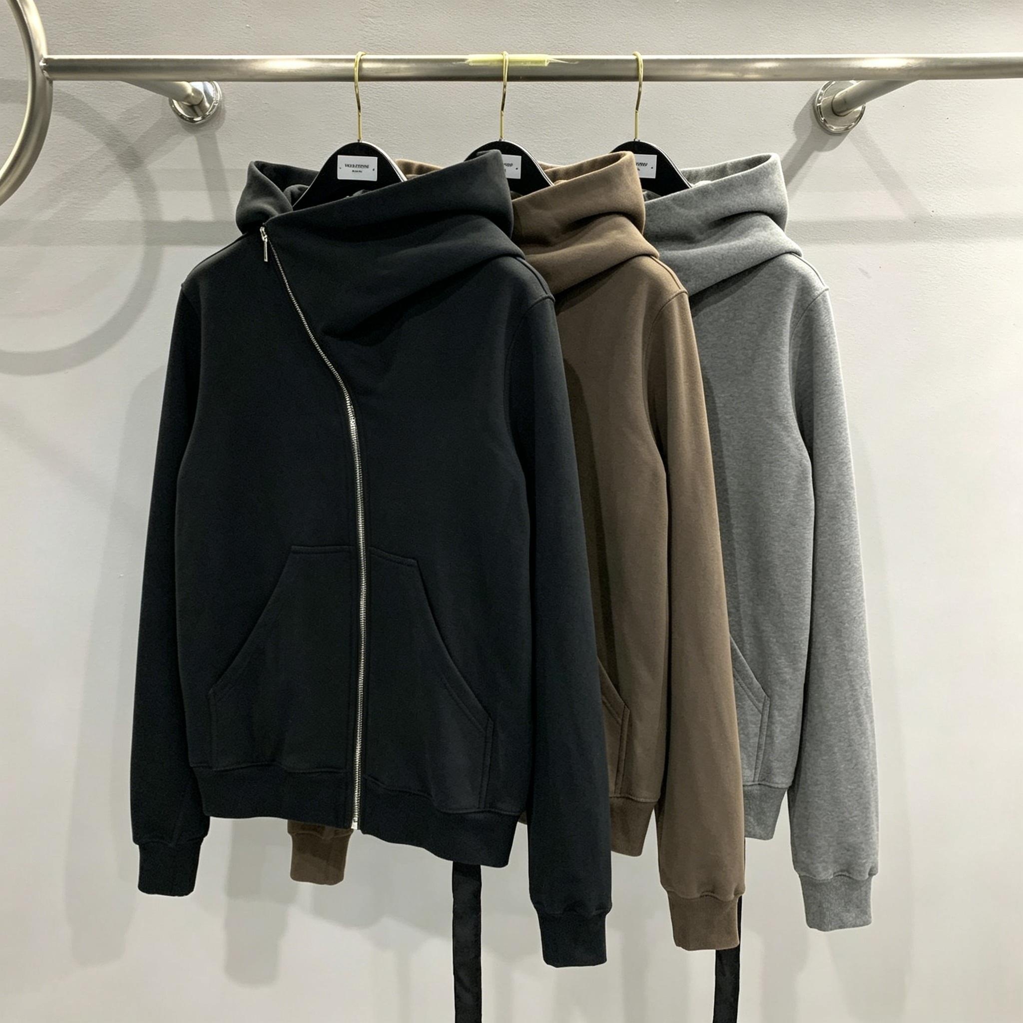2026 R O brand hoodie hip hop SUBHUMAN Wizard Hat Ribbed Black Zipper Cotton Solid Color European and American Style Women's Sweatshirt Slim Fi